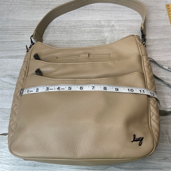 Lug Cable Car Classic Vegan Leather Shoulder Crossbody Messenger RIFD Bag Cream - Picture 15 of 16